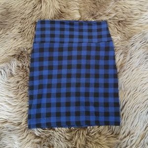 Black and blue checker mini skirt